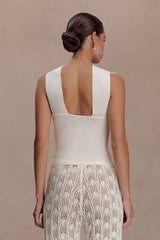 Angelika Twist Front Knit Top - Ivory