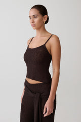 Mattais Boucle Knit Top - Dark Chocolate