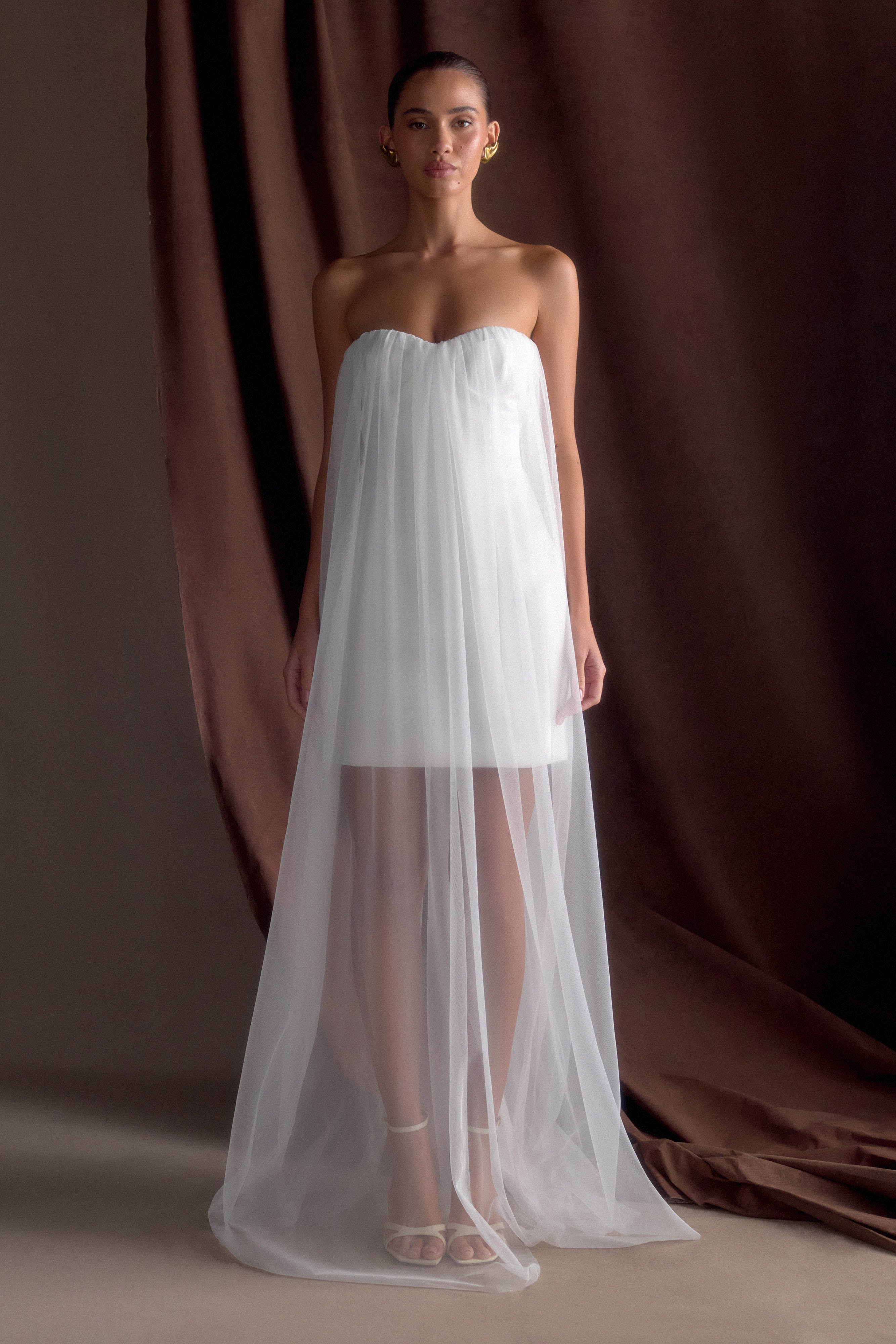 Bettany Chiffon Strapless Maxi Dress - White