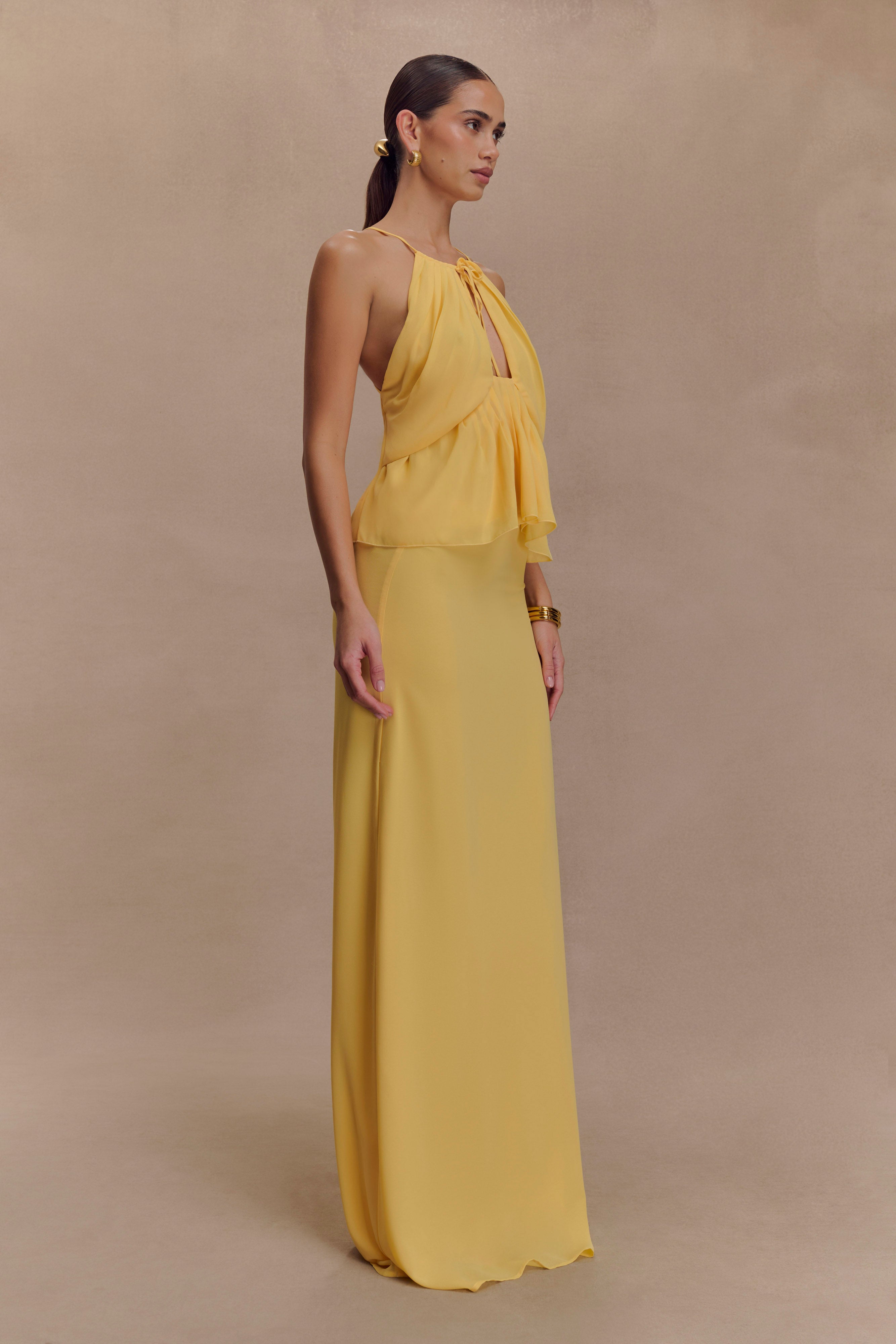 Korra Chiffon Halter Top - Butterscotch