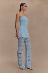 Anette Bandage Knit Strapless Top - Sky Blue