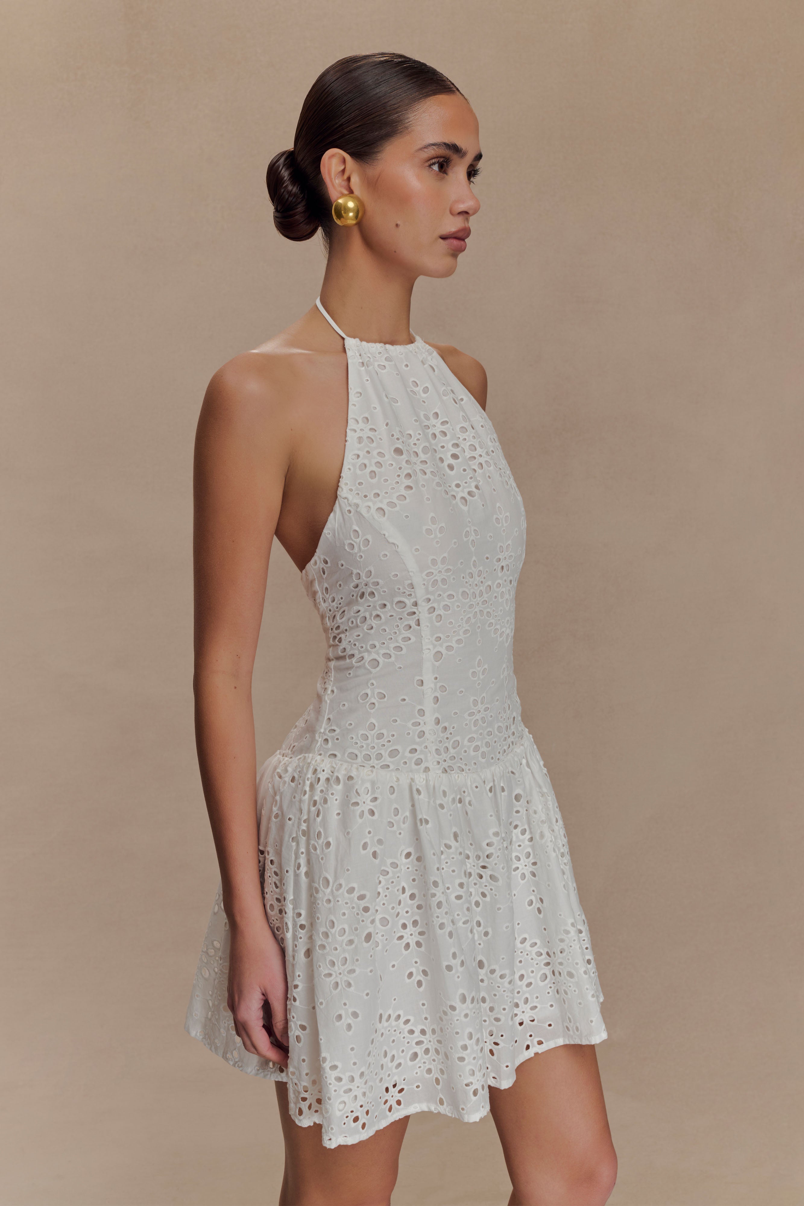 Carlina Broderie Mini Dress - White