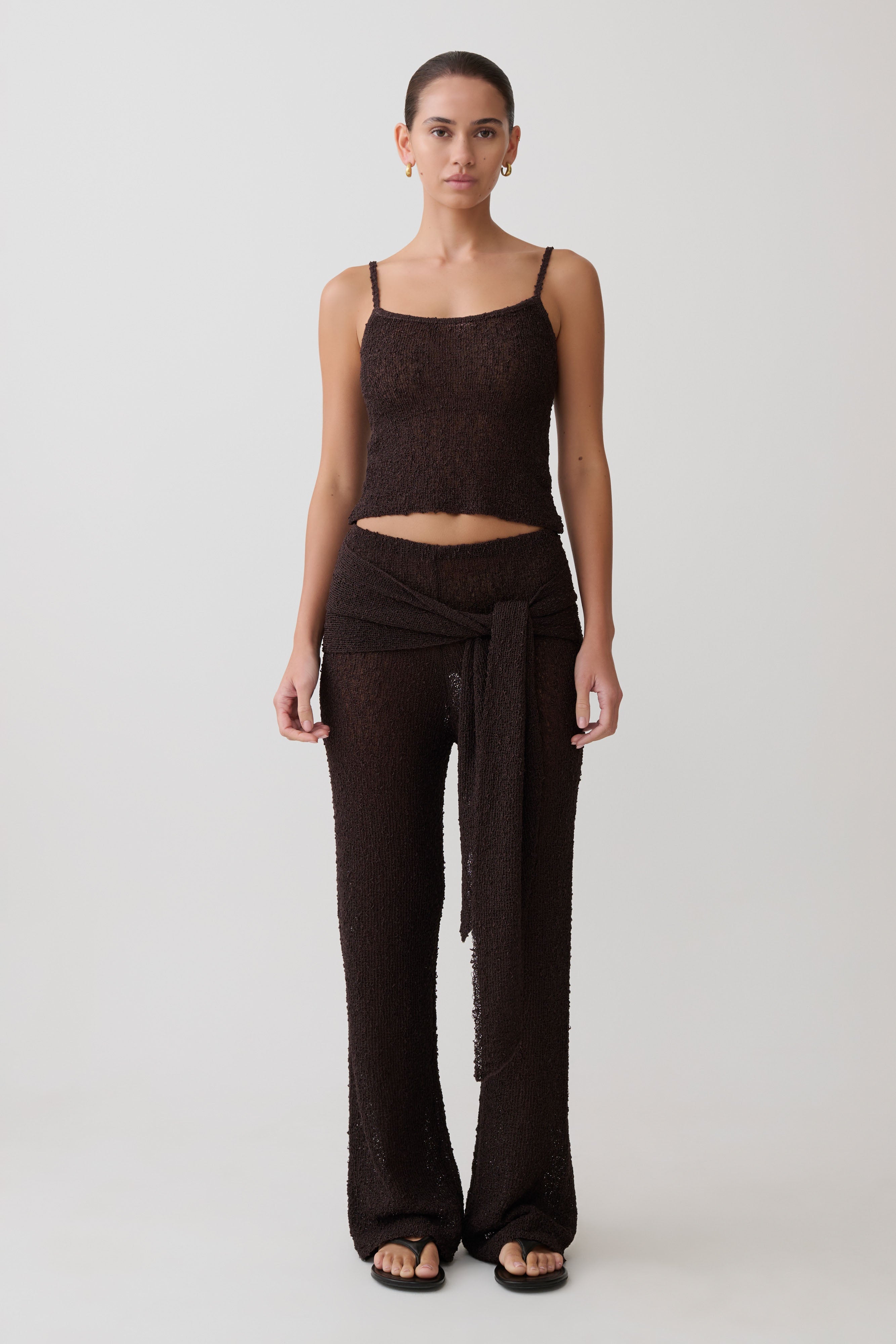 Mattais Boucle Knit Top - Dark Chocolate