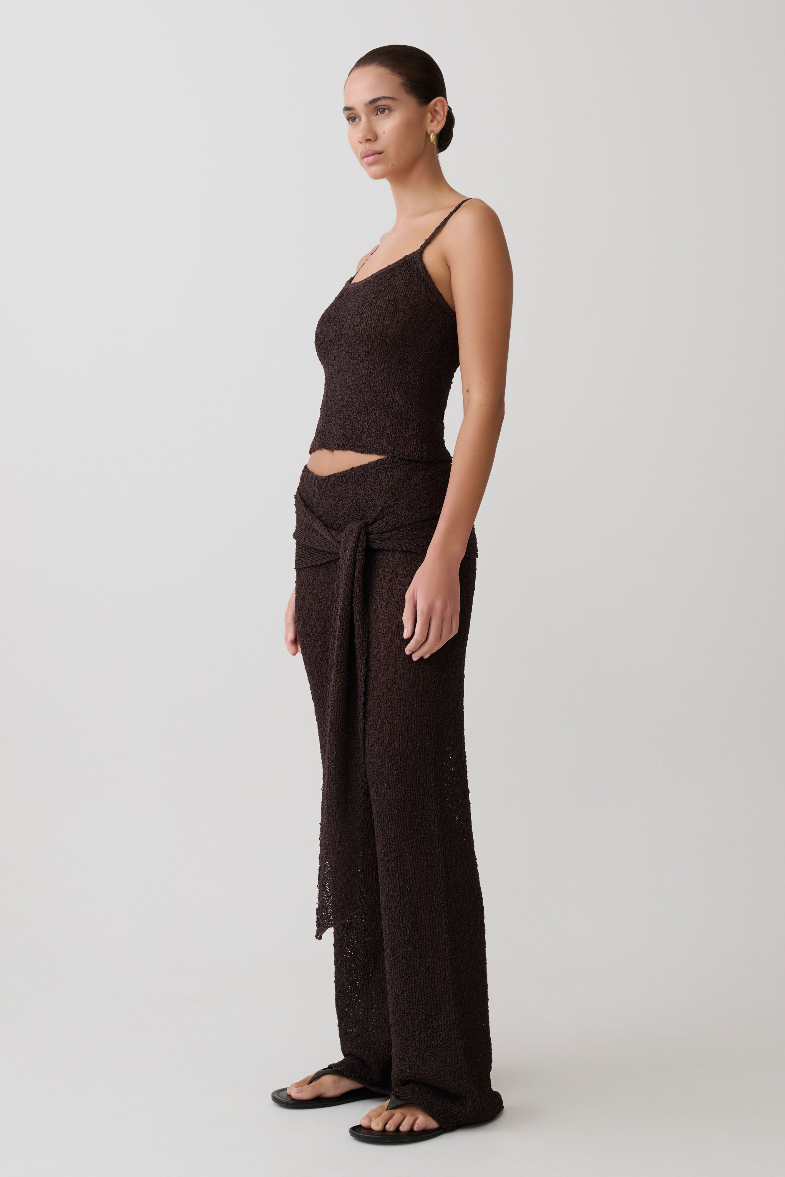 Mattais Boucle Knit Top - Dark Chocolate