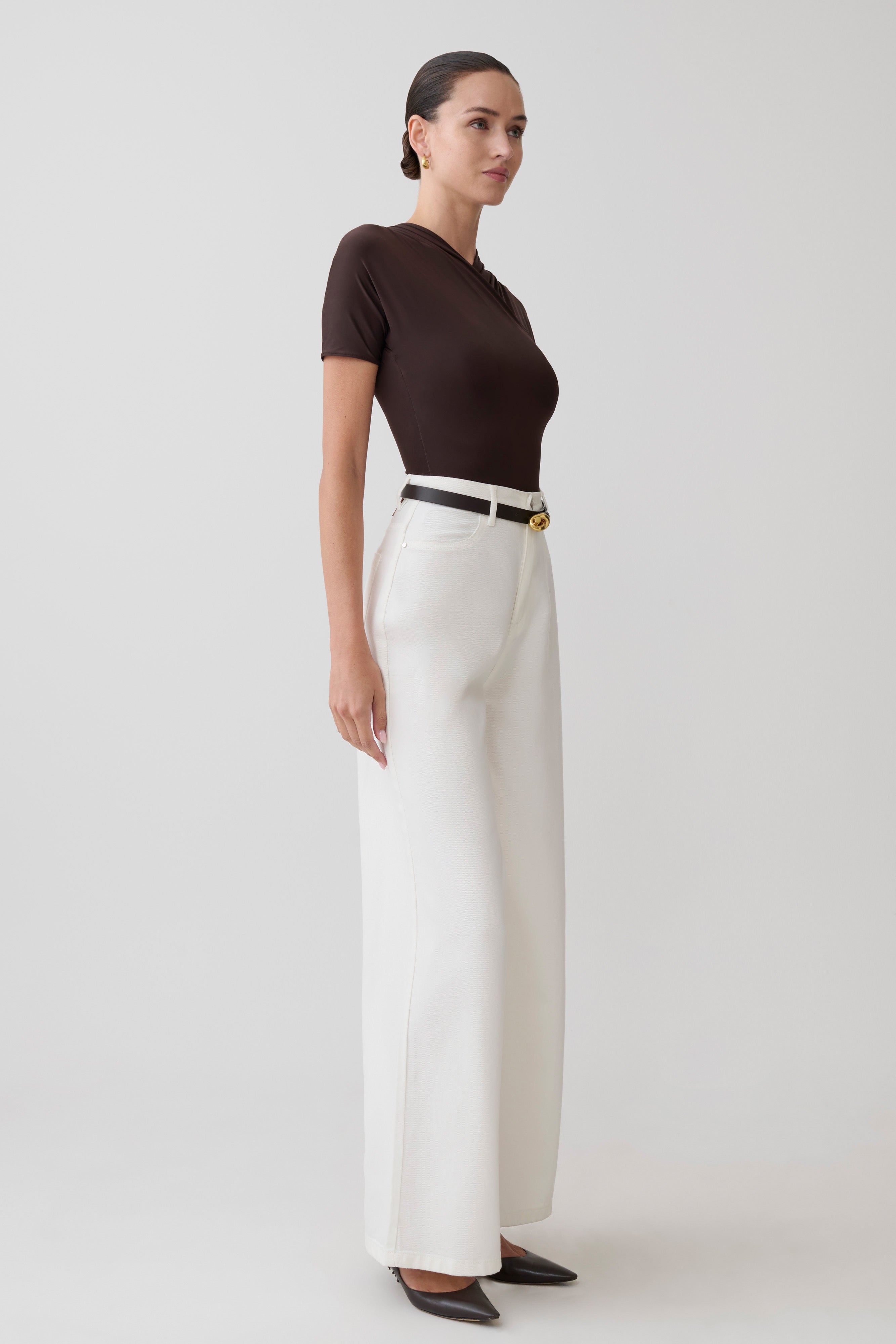 Shae Wide Leg Denim Jeans - White