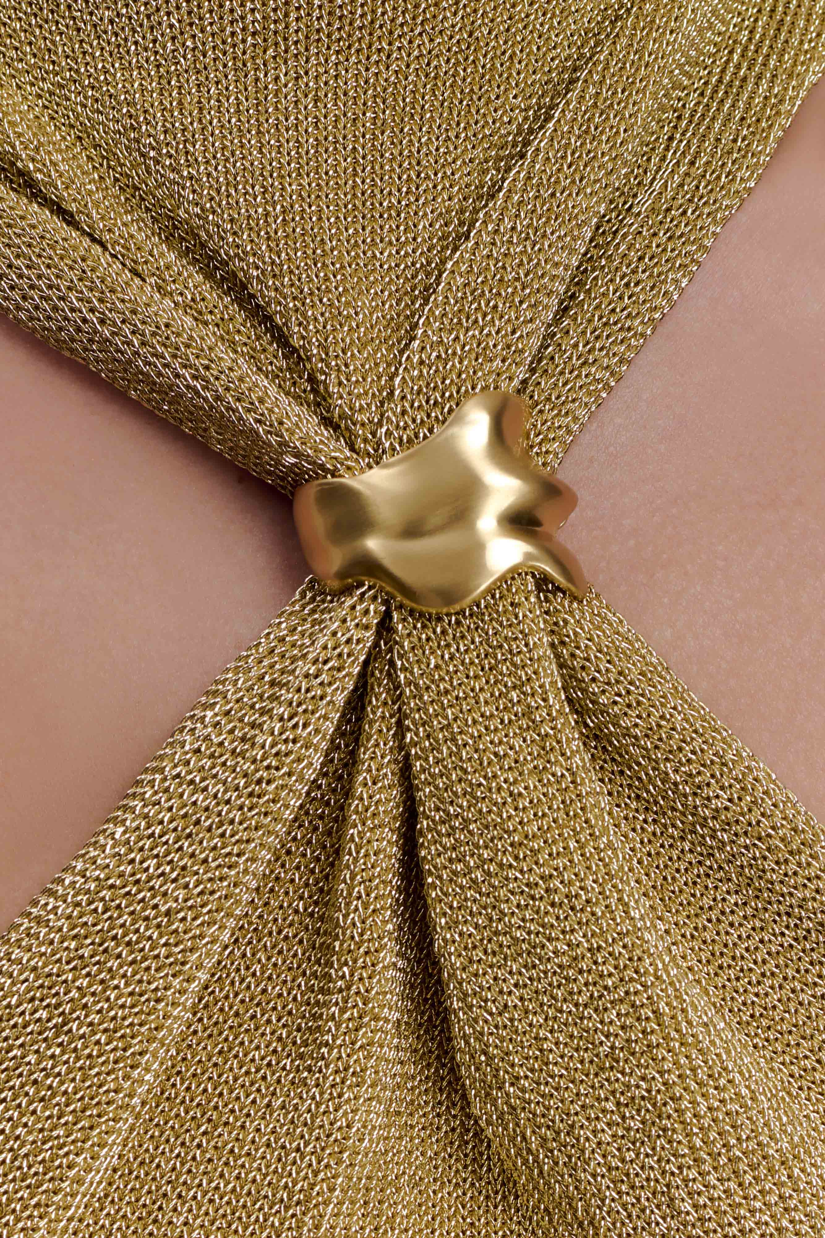 Nikki Lurex Top With Hardware - Gold