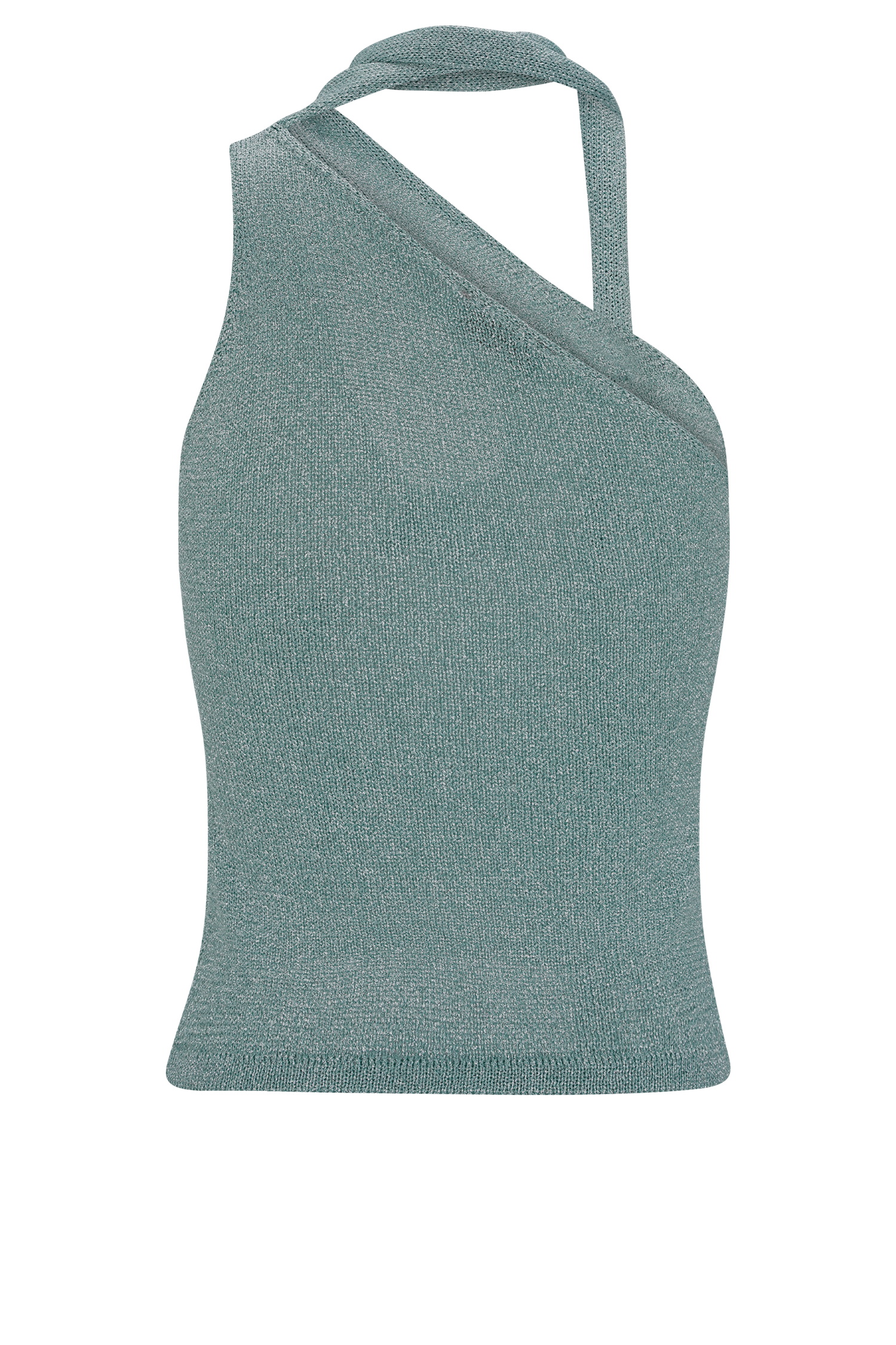 Leone One Shoulder Metallic Knit Top - Aqua