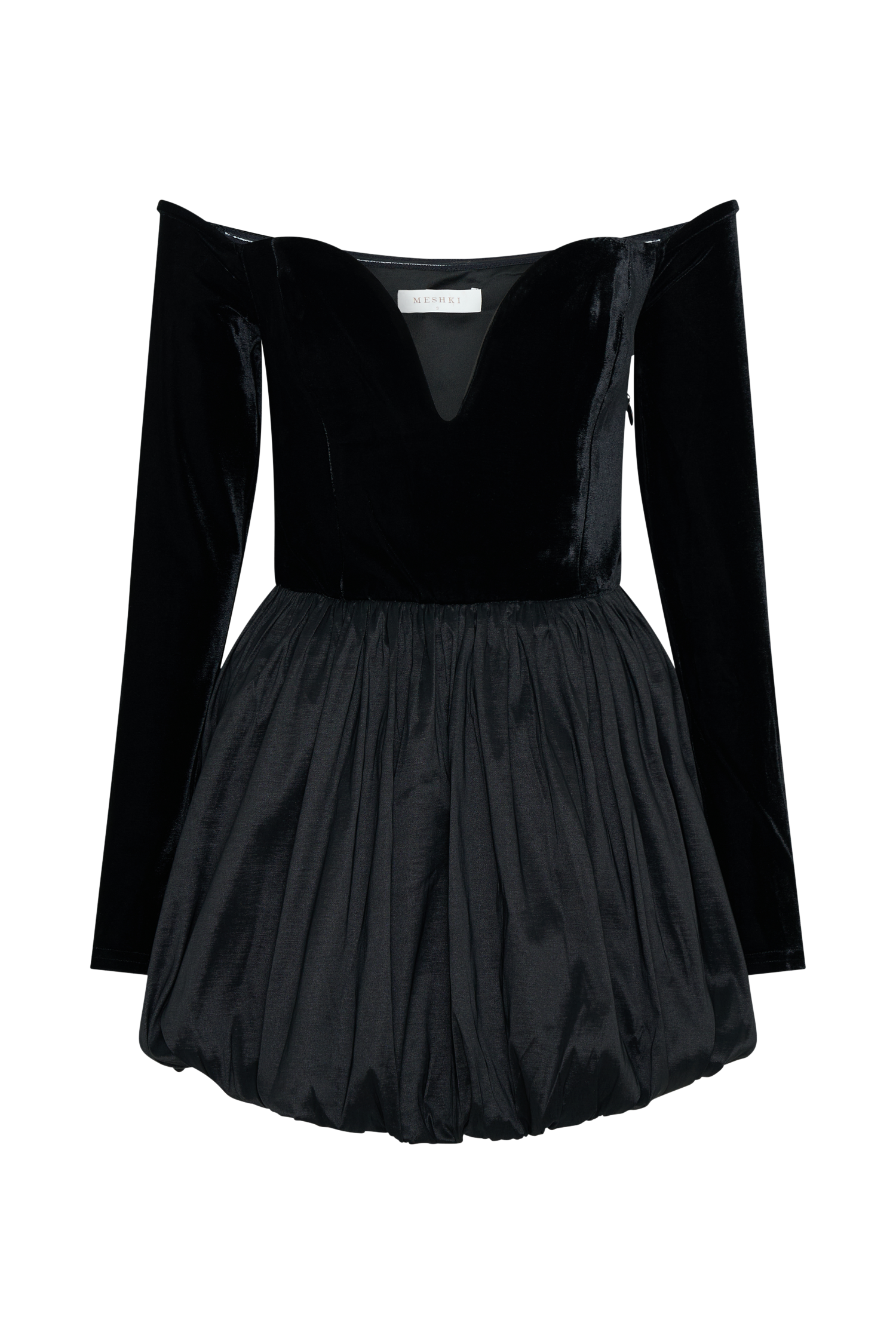 Liv Off Shoulders Velvet Mini Dress - Black